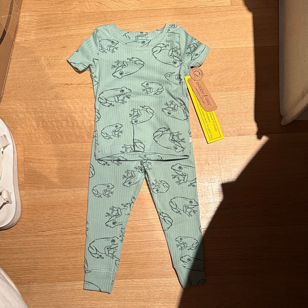 NWT Frog Print Kids Pajama Set